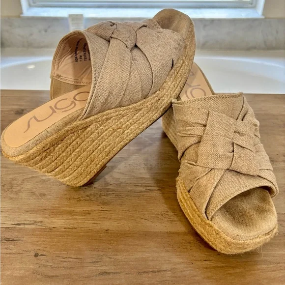 Sugar Brand Women's Harlem Beige Woven Wedges - Picture 4 of 12